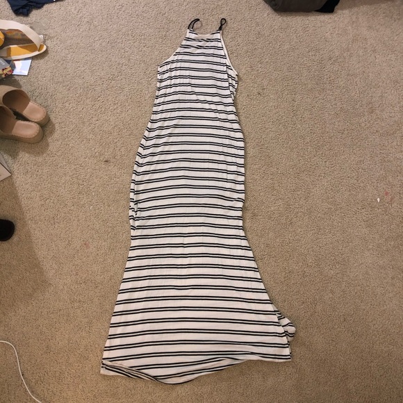 White and Black Striped Maxi Dress - Picture 3 of 12